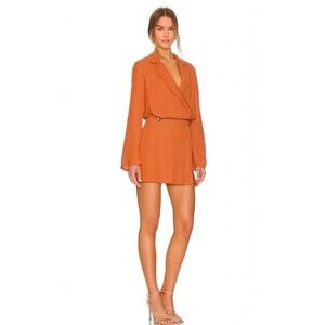 NWOT Free People Simone Notch Lapel Mini Dress In Burnt Orange Size Medium
